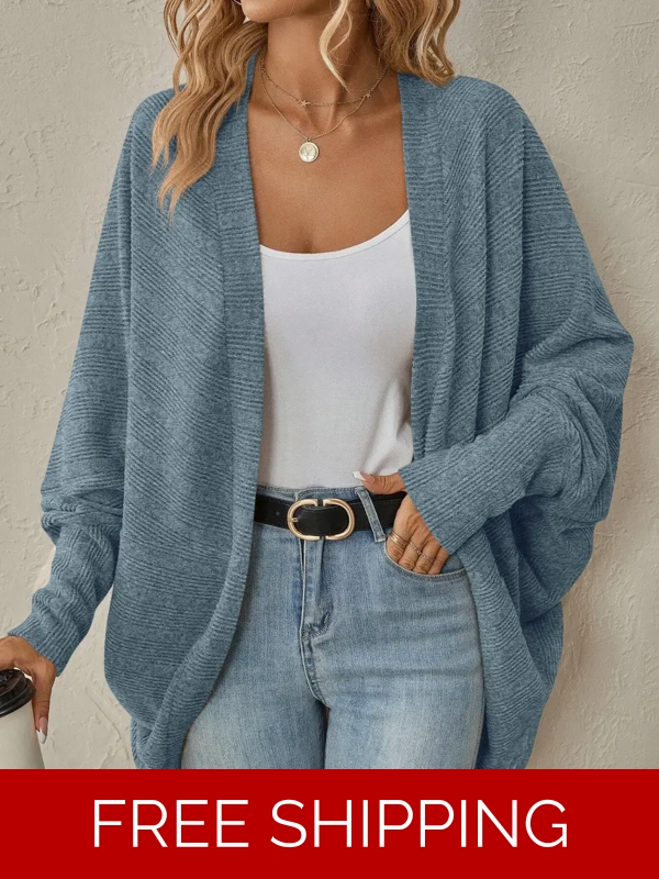 Cable-Knit Dropped Shoulder Cardigan